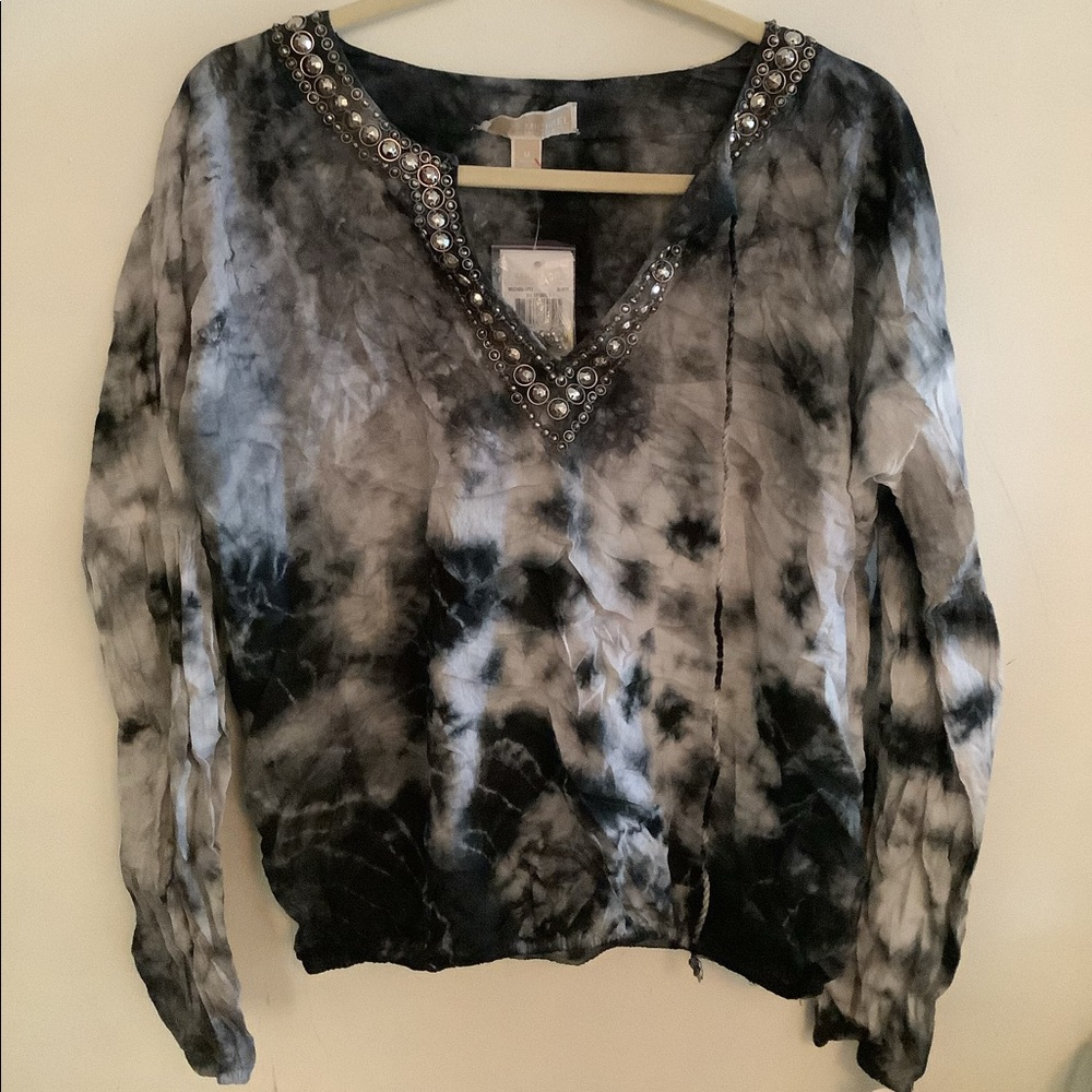Michael Kors Black and white sequins top